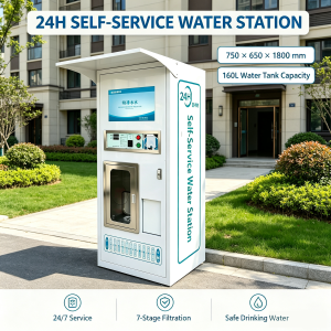 24-Hour Fully Coin-Operated Water Vending Machine With Level 9 filtration and UV+ Ozone